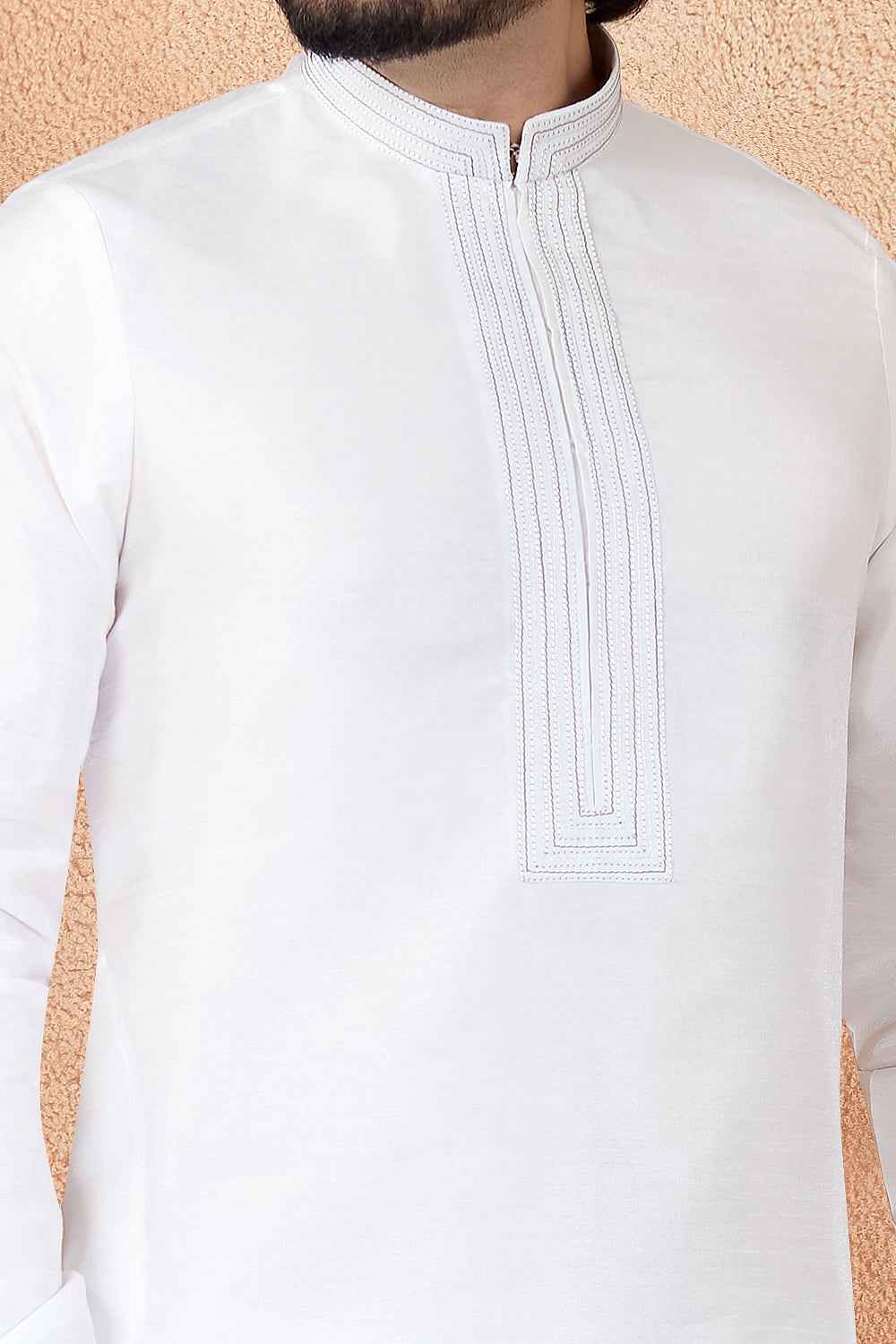Off White Art Silk Kurta Pajama (NMK-8847)