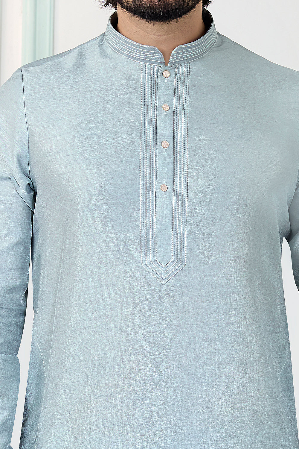 Grey Art Silk Kurta Pajama (NMK-8848)