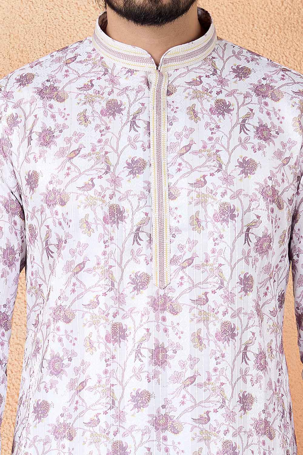Cream Art Silk Mens Kurta Pajama (NMK-8864)
