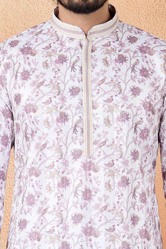Cream Art Silk Mens Kurta Pajama (NMK-8864)