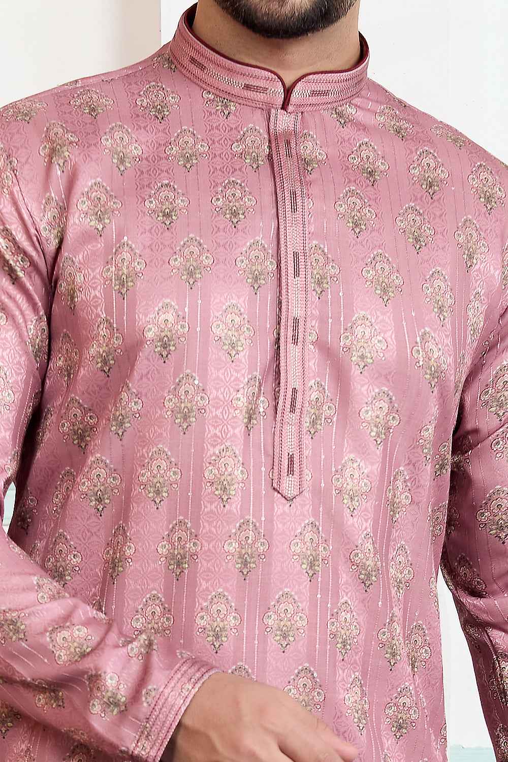 Onion Pink Art Silk Kurta Pajama (NMK-8868)