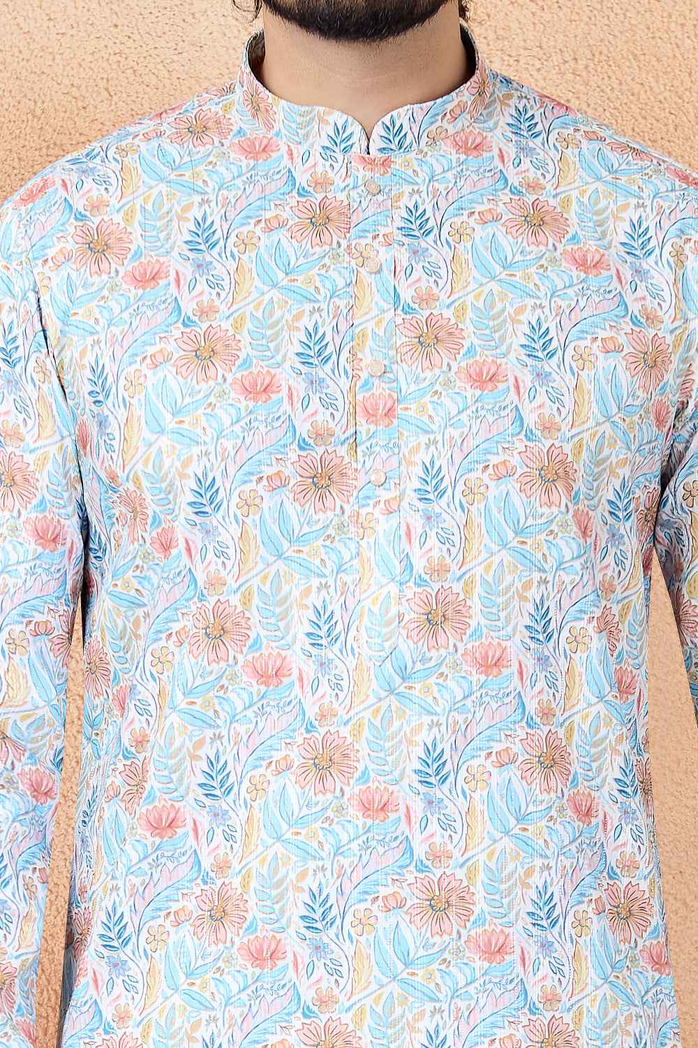 Blue Art Silk Digital printed Kurta Pajama (NMK-8873)