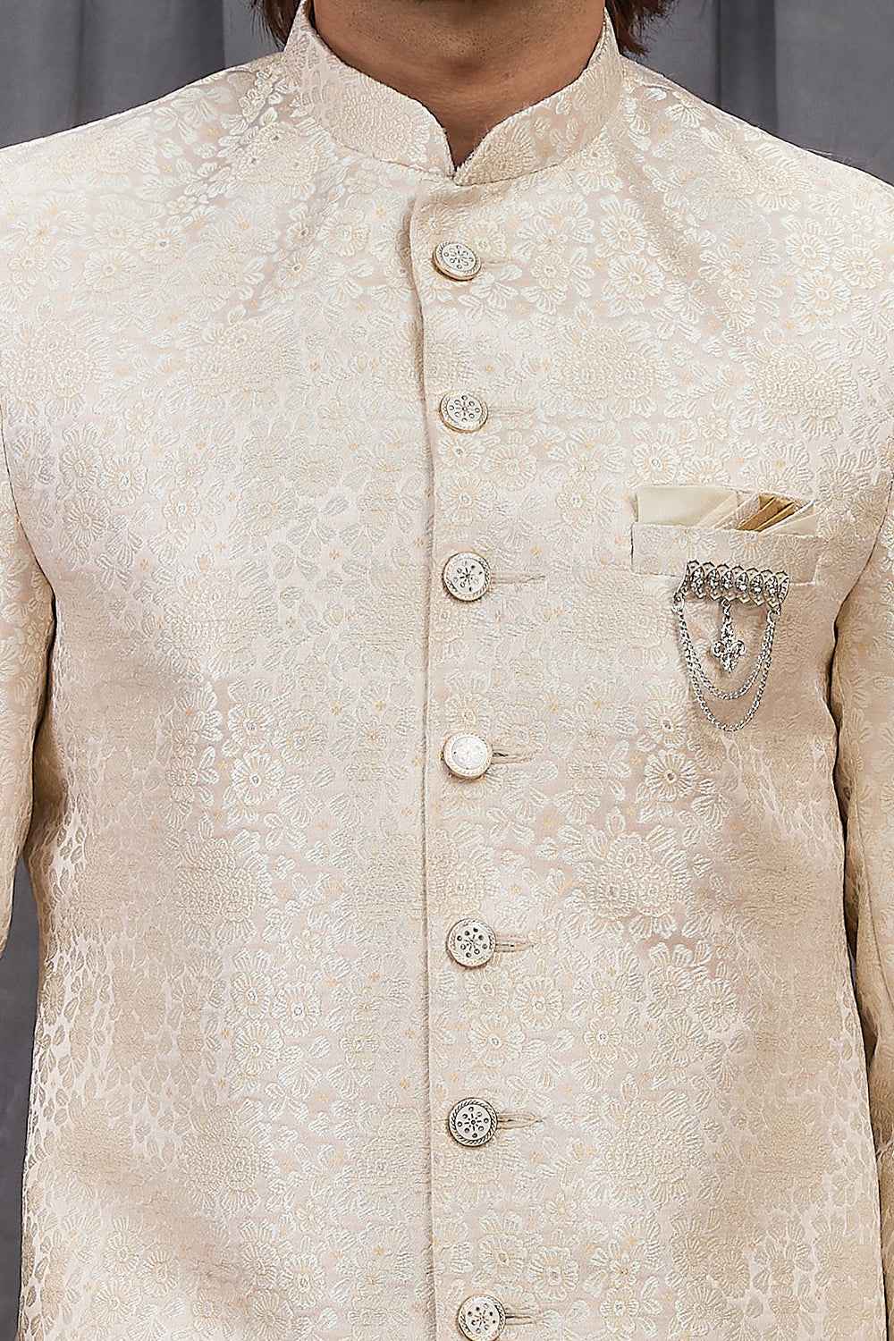 Beige Jaquard Indo Western (NMK-8887)