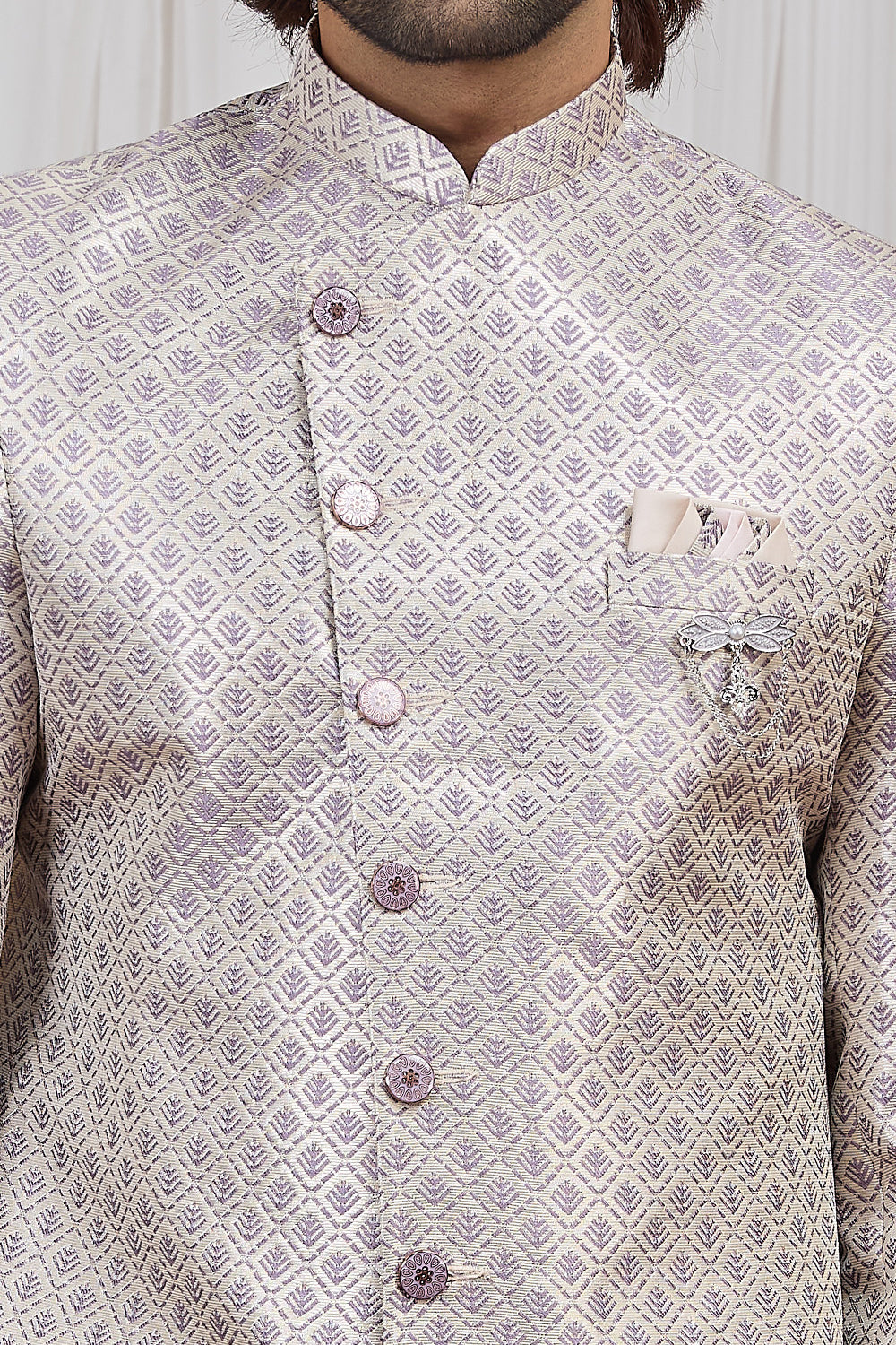 Light Purple Jaquard Indo Western (NMK-8890)