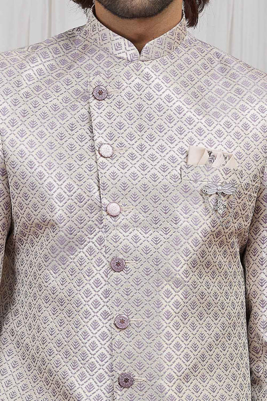 Light Purple Jaquard Indo Western (NMK-8890)
