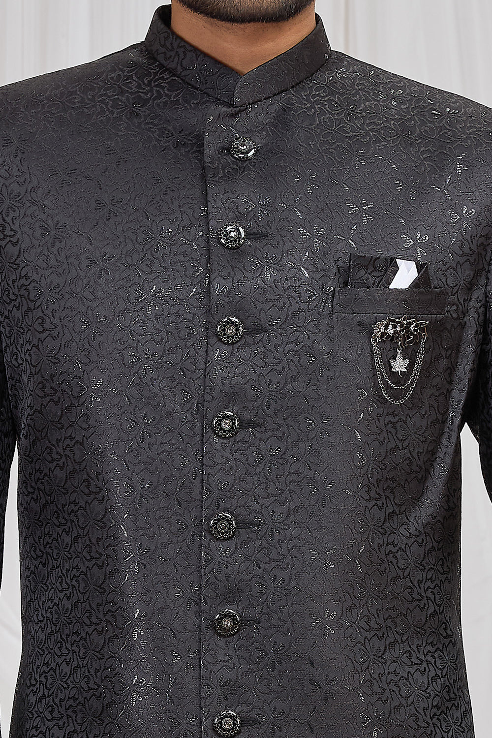 Black Jaquard Indo Western (NMK-8893)