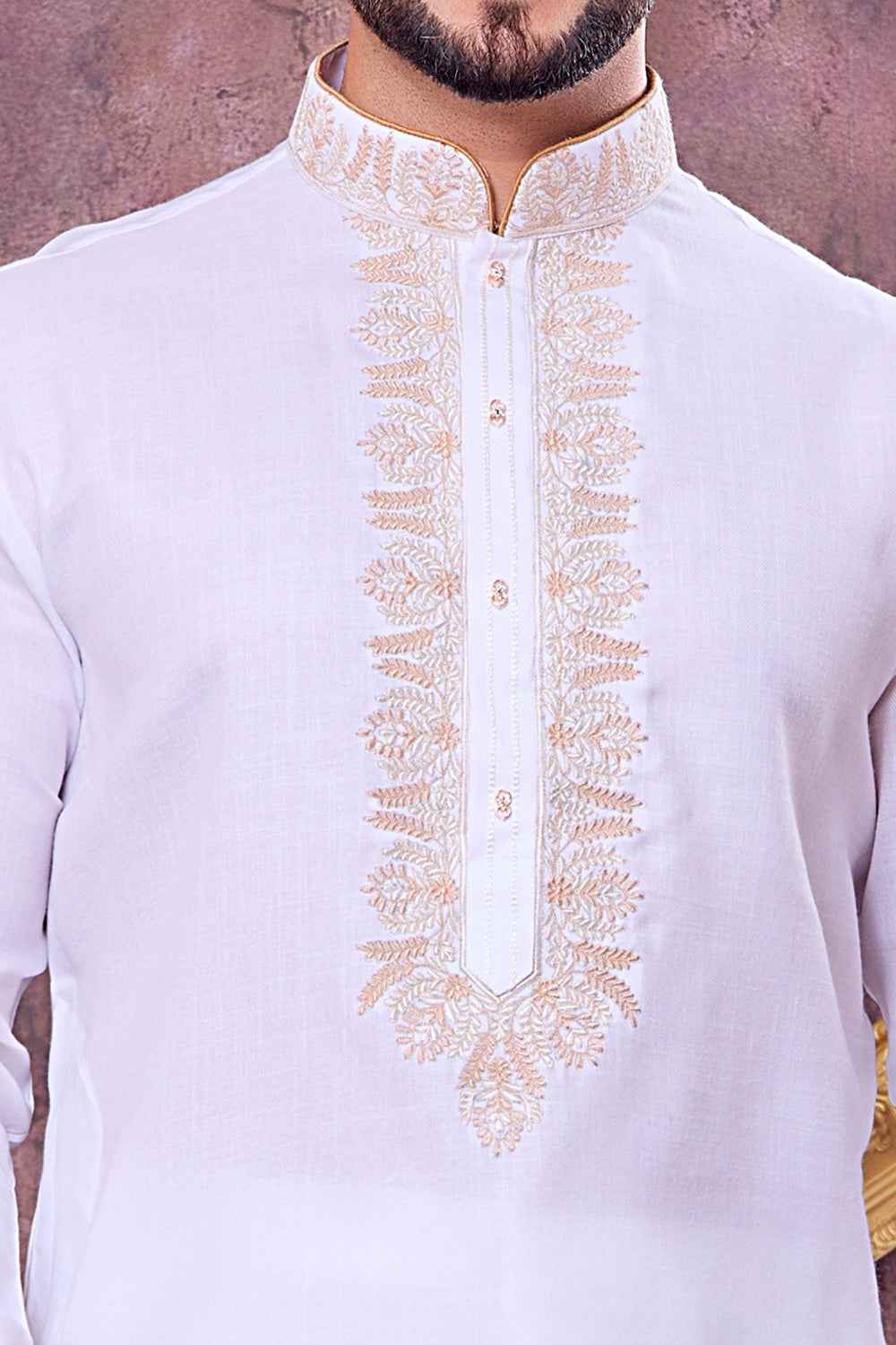 Off White Semi Linen Cotton Kurta for Men (NMK-8940)