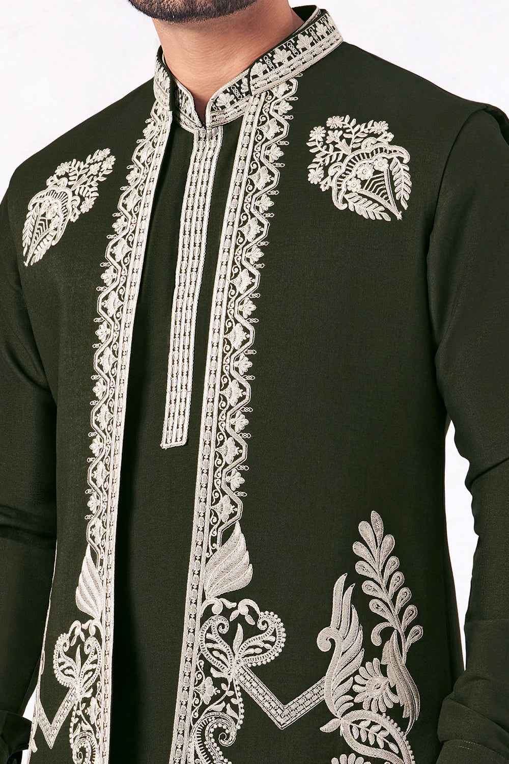 Green Art Banarasi Silk Nehru Jacket (NMK-8966)