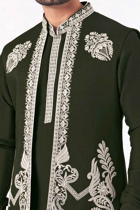Green Art Banarasi Silk Nehru Jacket (NMK-8966)