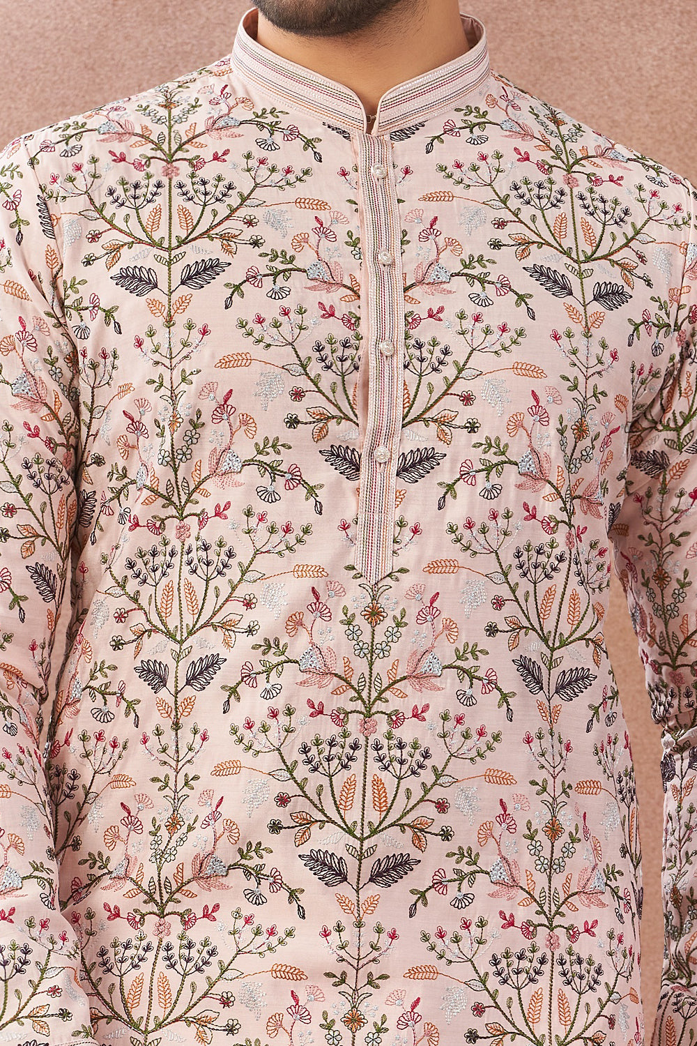 Peach Art Banarasi Silk Kurta Pajama (NMK-8999)
