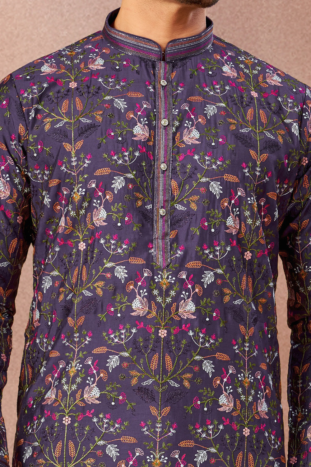 Purple Art Banarasi Silk Kurta Pajama (NMK-9001)