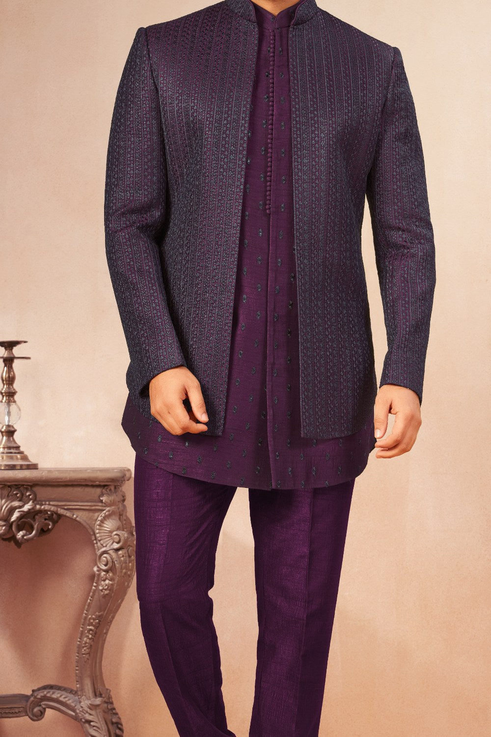 Wine Art Silk Indo Western (NMK-9026)