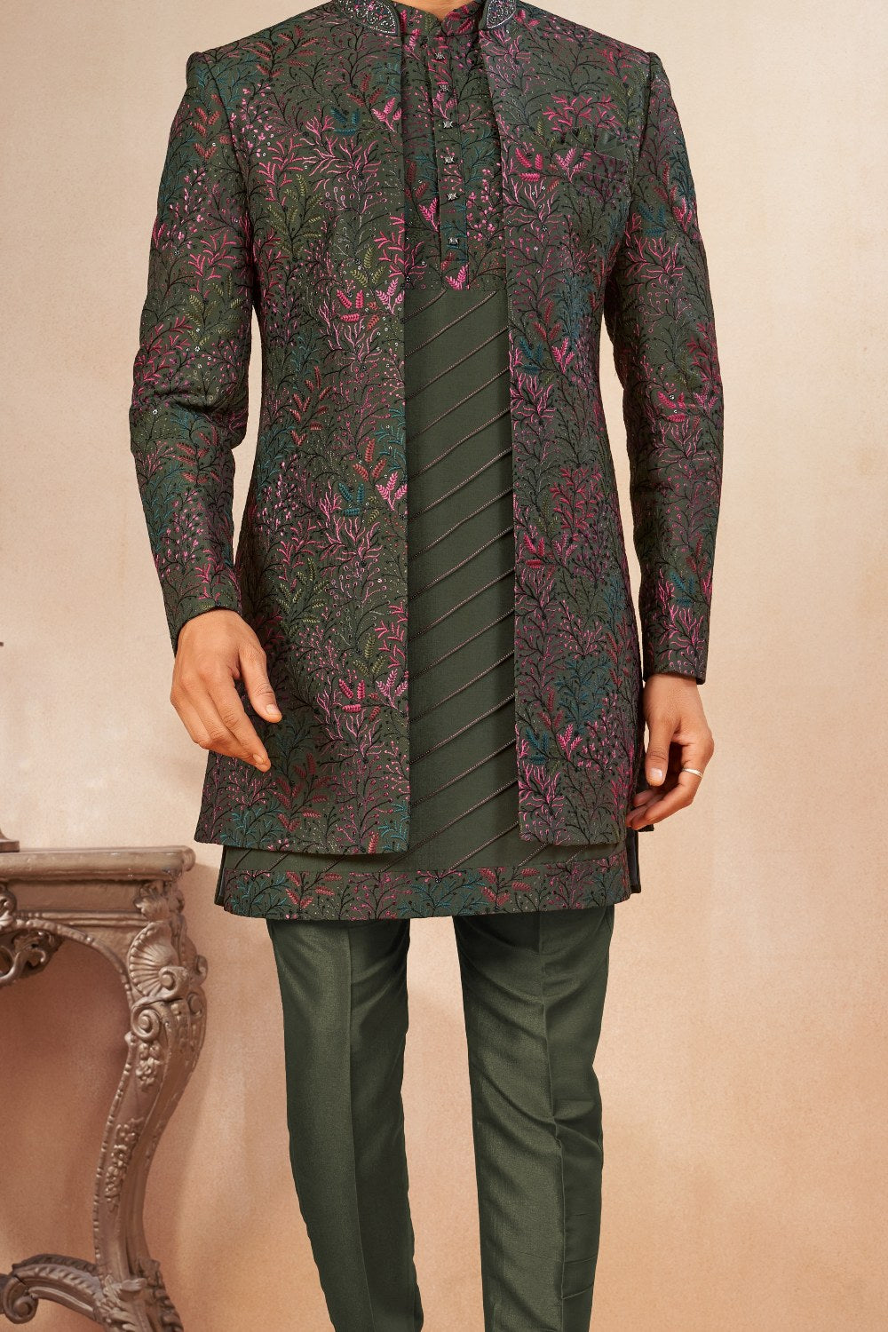 Mehendi Green Art Silk Indo Western (NMK-9028)