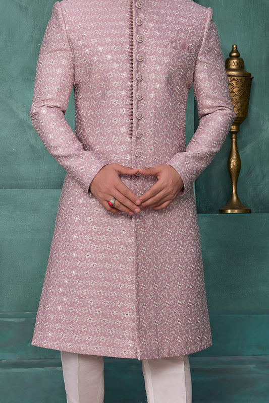 Onion Pink Art Silk Sherwani (NMK-9039)