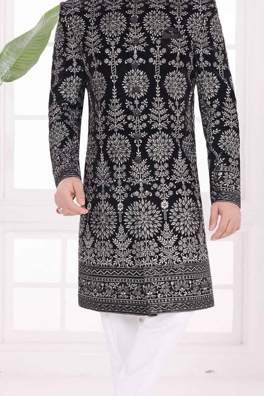 Black Velvet Sherwani (NMK-9045)