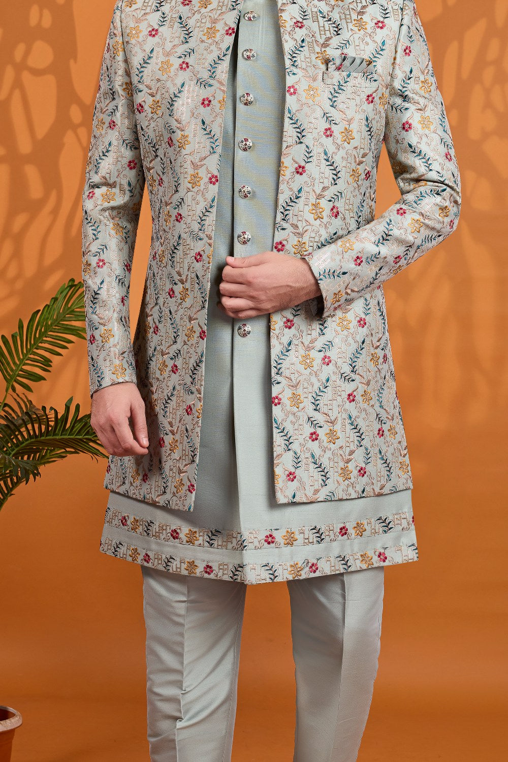 Green Art Silk Indo Western (NMK-9061)