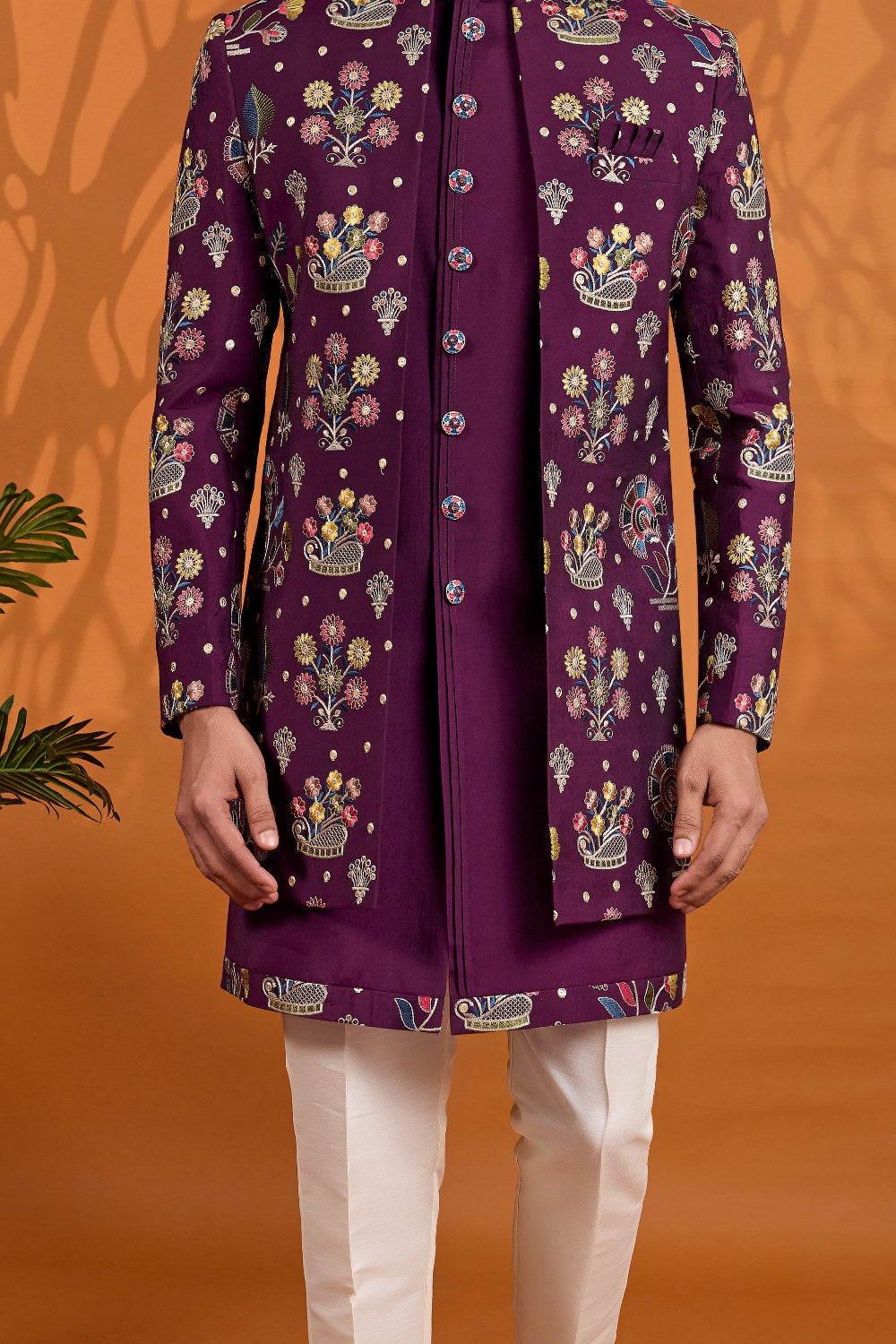 Dark Purple Art Silk Indo Western (NMK-9066)