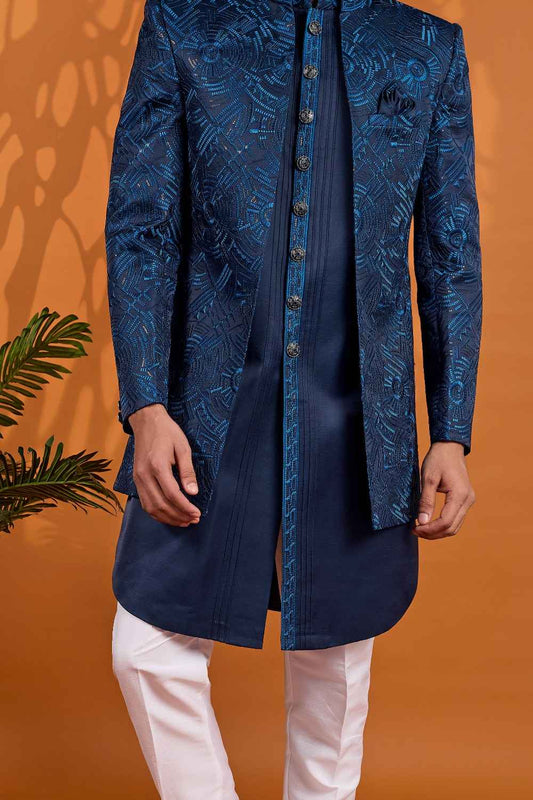 Blue Art Silk Indo Western (NMK-9067)