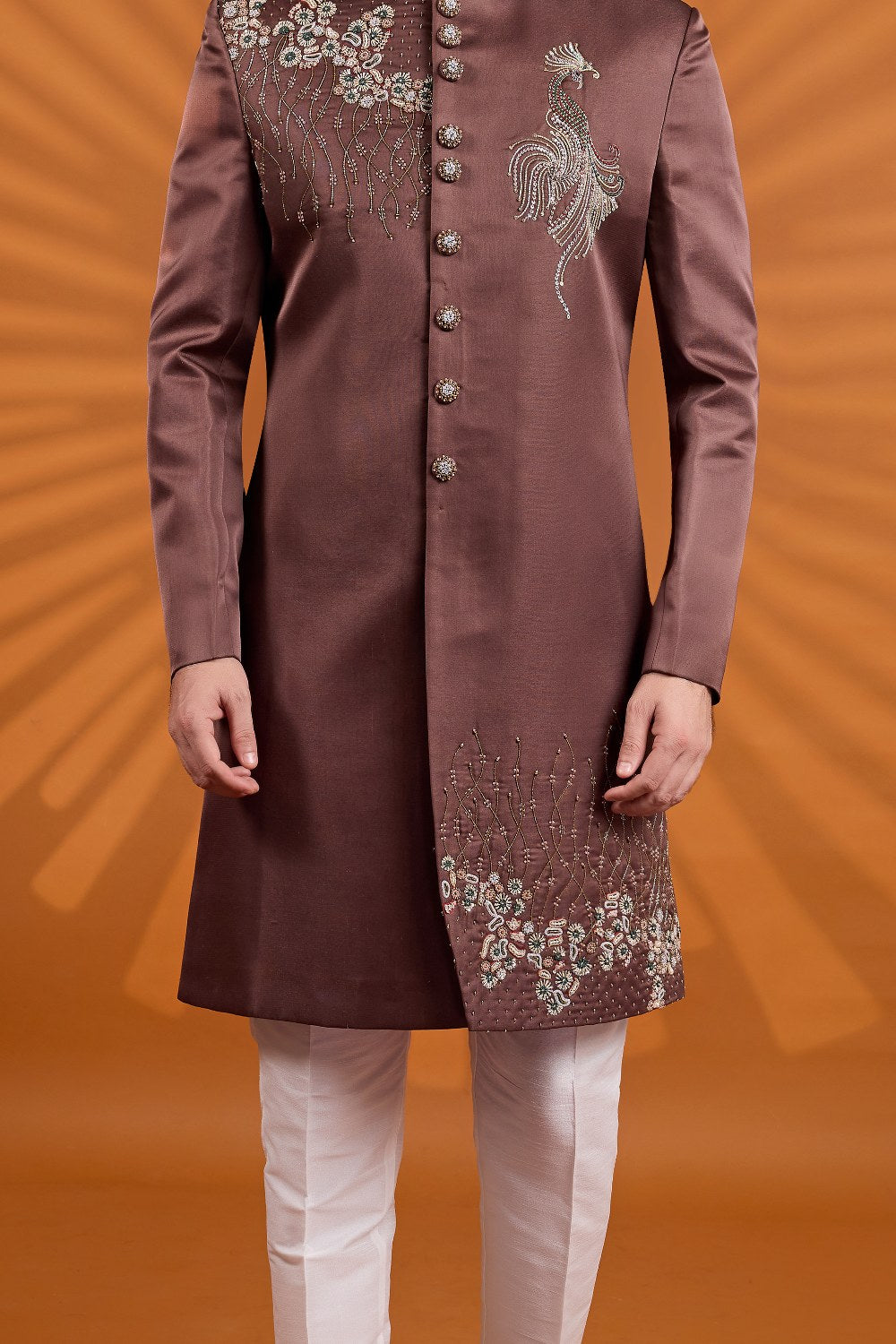 Brown Art Silk Indo Western (NMK-9078)