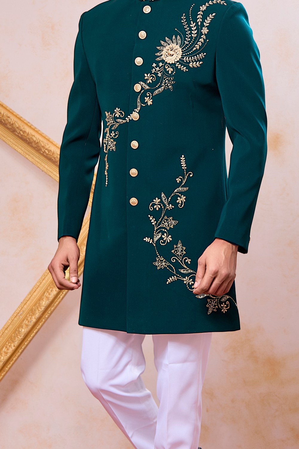 Teal Green Imported Indo Western (NMK-9093)