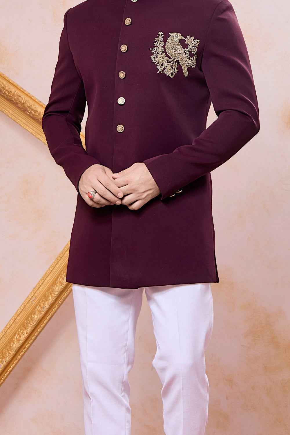 Wine Imported Mens Indo Western (NMK-9097)