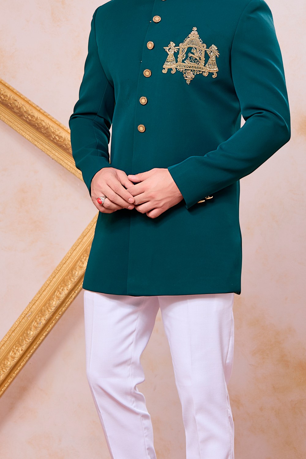 Teal Green Imported Indo Western (NMK-9099)