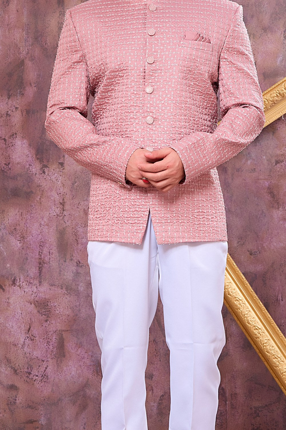 Onion Pink Art Silk Jodhpuri (NMK-9100)