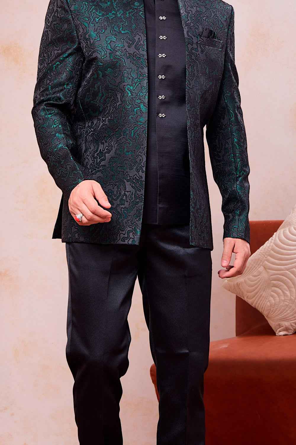Green Imported Jaquard Jodhpuri (NMK-9114)