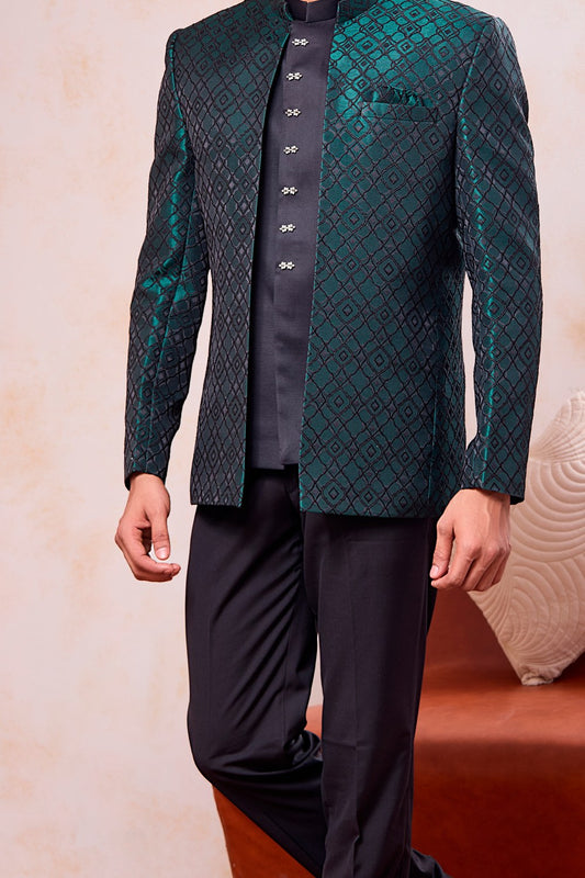 Green Imported Jaquard Jodhpuri (NMK-9116)