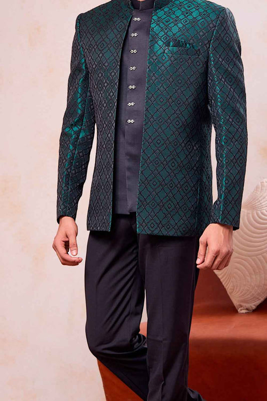 Green Imported Jaquard Jodhpuri (NMK-9116)