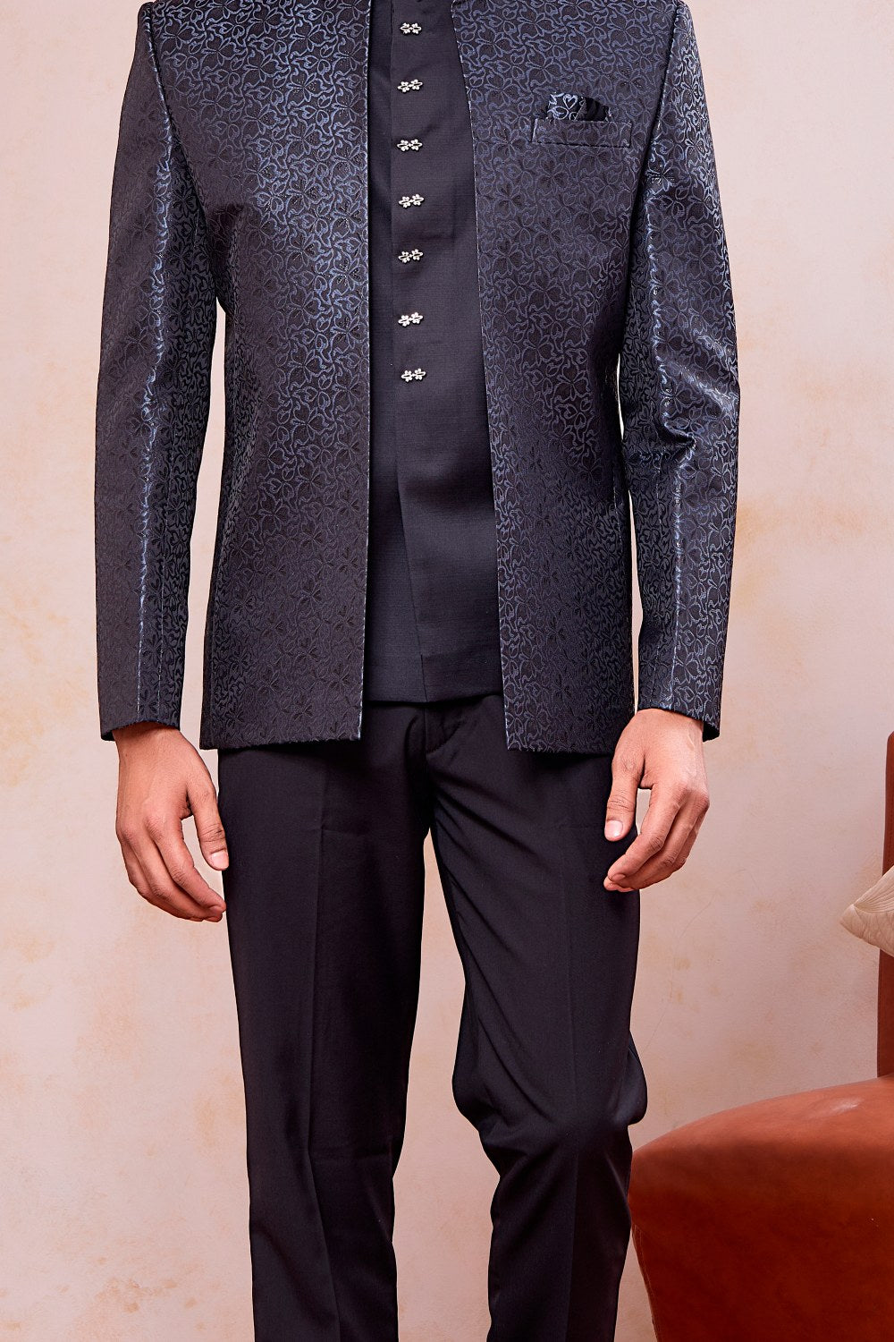 Grey Imported Jaquard Jodhpuri (NMK-9118)
