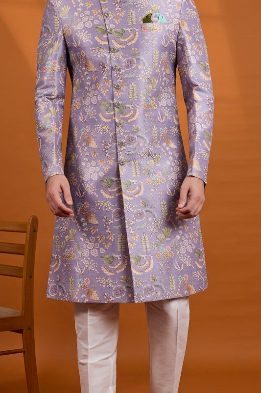 Purple Art Silk Sherwani (NMK-9128)
