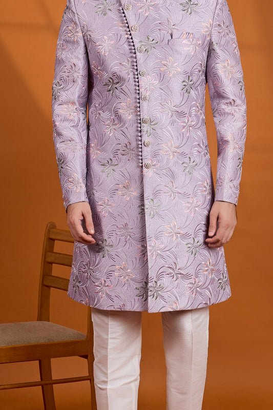 Lavender Art Silk Sherwani (NMK-9131)