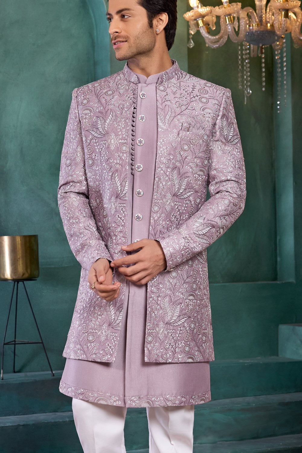 Lavender Art Silk Indo Western (NMK-9136)