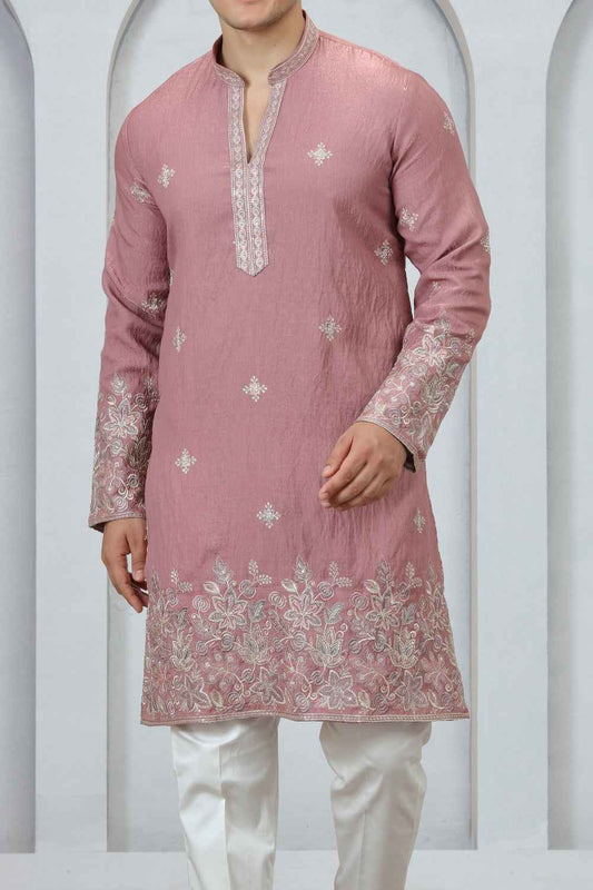 Onion Pink Art Silk Kurta Pajama (NMK-9179)