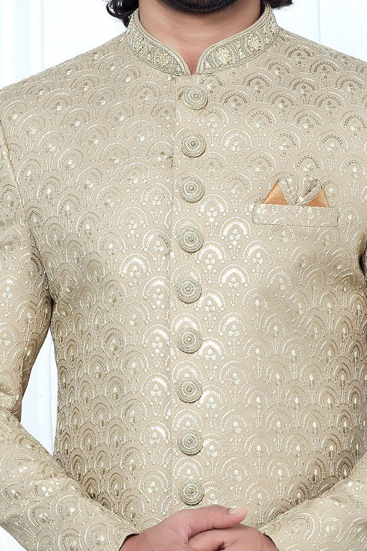 Beige Art Silk Indo Western (NMK-7695) - Nihal Fashions