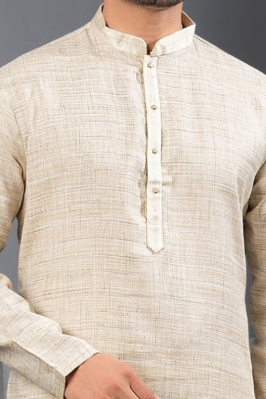 Beige Cotton Mens Kurta Pajama (NMK-8726) - Nihal Fashions