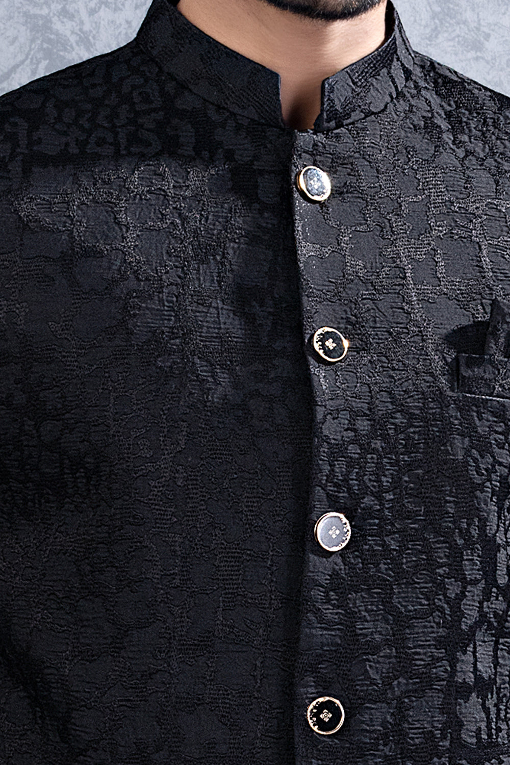 Black Tussar Silk Jodhpuri (NMK-8457) - Nihal Fashions
