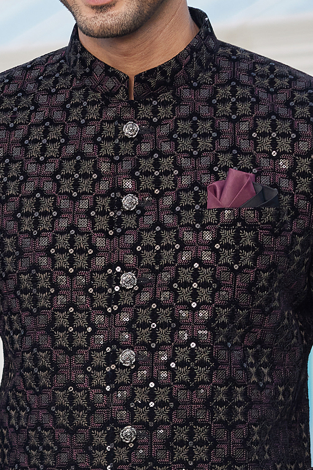 Black Velvet Jodhpuri (NMK-8223) - Nihal Fashions