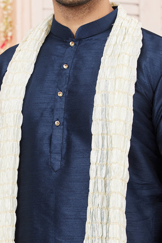 Blue Art Silk Casual Kurta Pajama (NMK-7960) - Nihal Fashions