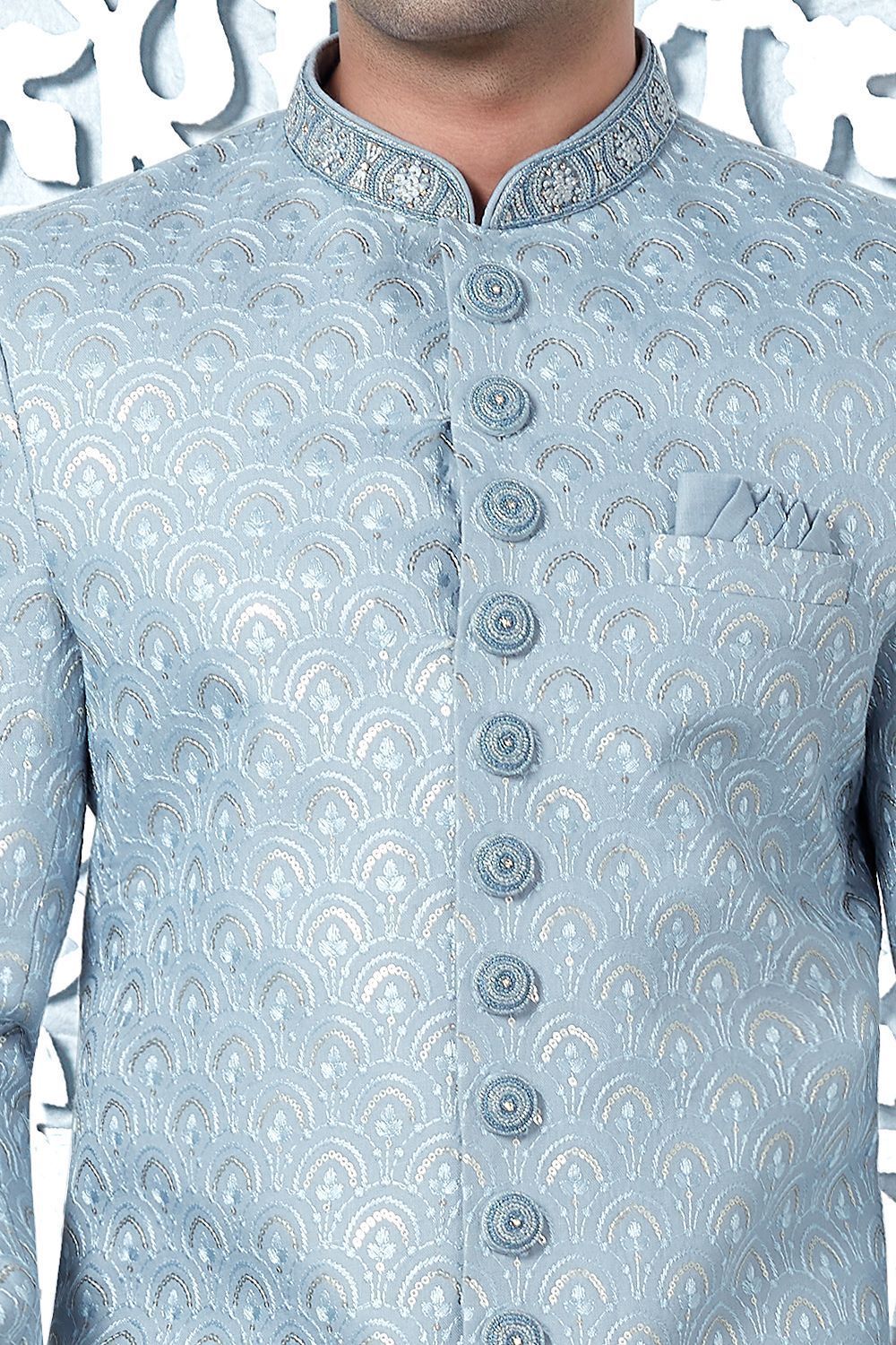 Blue Art Silk Indo Western (NMK-7694) - Nihal Fashions