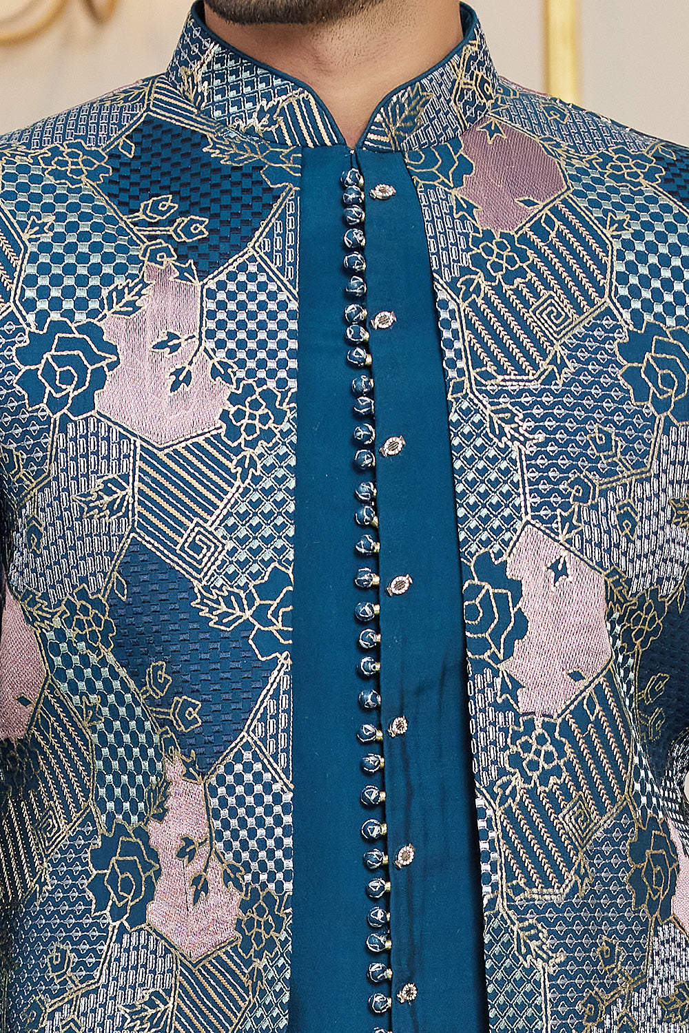 Blue Art Silk Mens Indo Western (NMK-8269) - Nihal Fashions