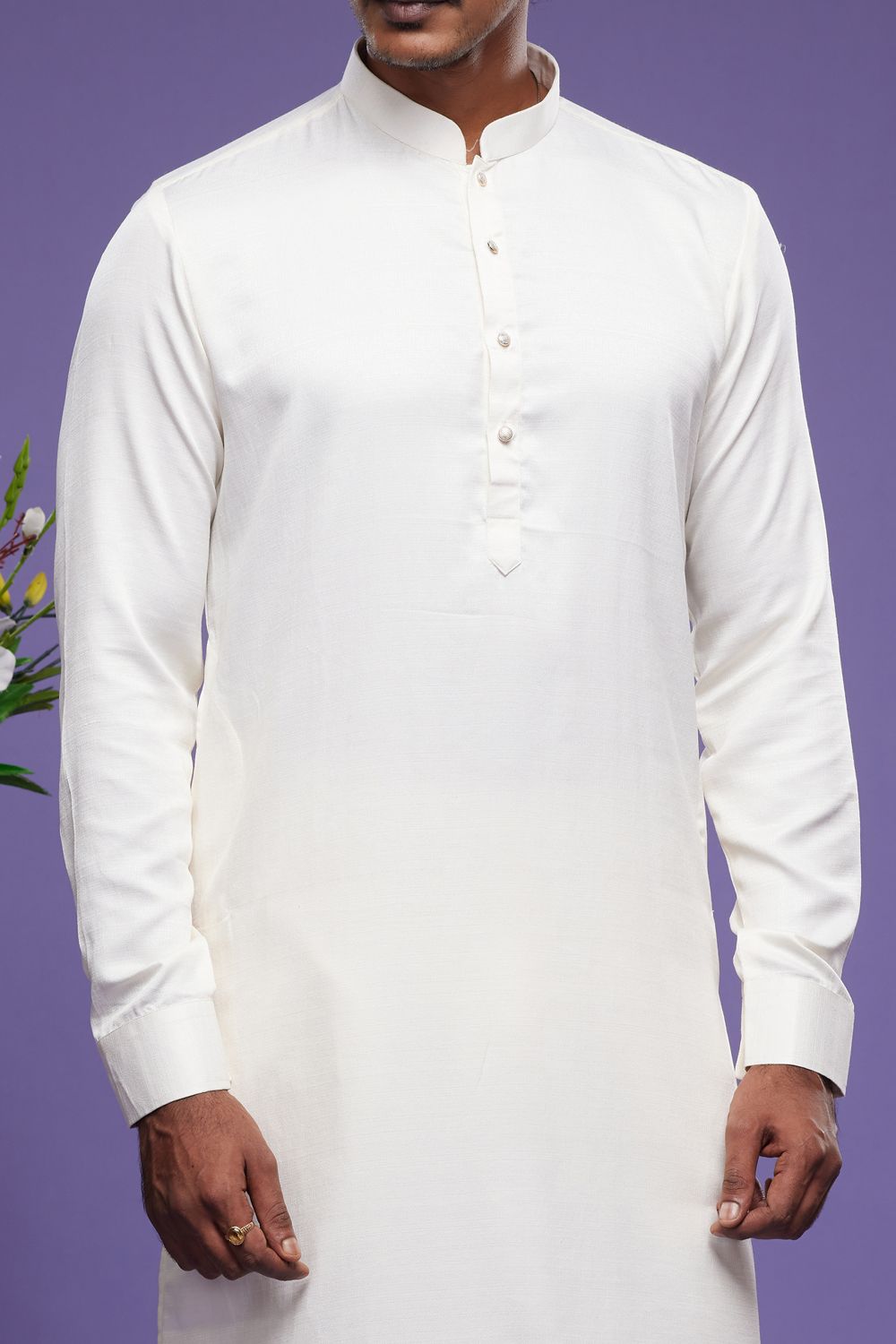 Cream Art Banarasi Silk Casual Kurta Pajama (NMK-7066) - Nihal Fashions