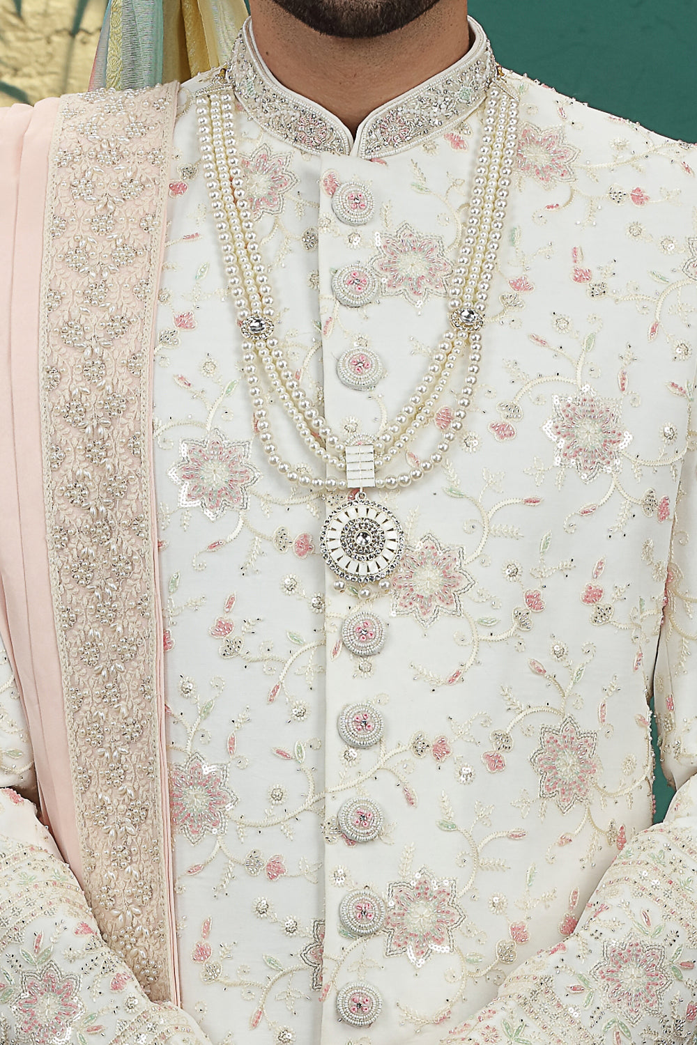 Cream Art Silk Grooms Sherwani (NMK-8601) - Nihal Fashions