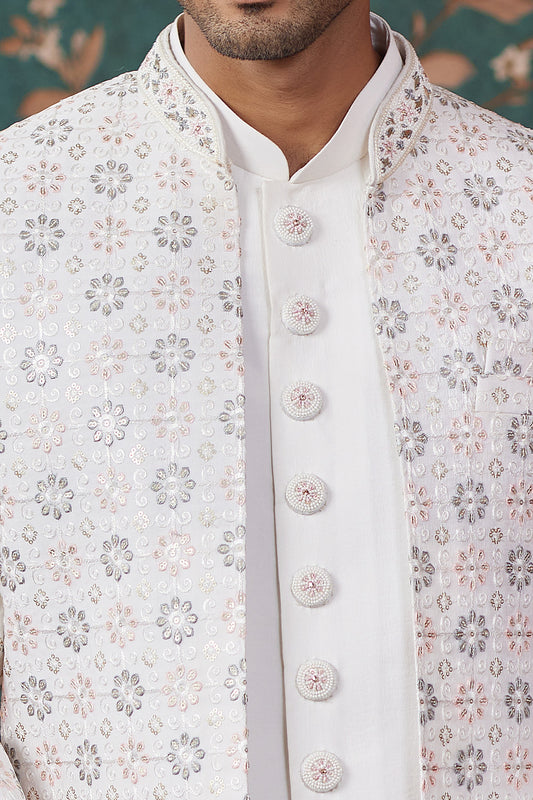 Cream Art Silk Indo Western (NMK-8246) - Nihal Fashions