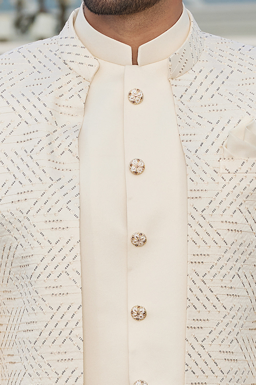 Cream Art Silk Jodhpuri (NMK-8217) - Nihal Fashions