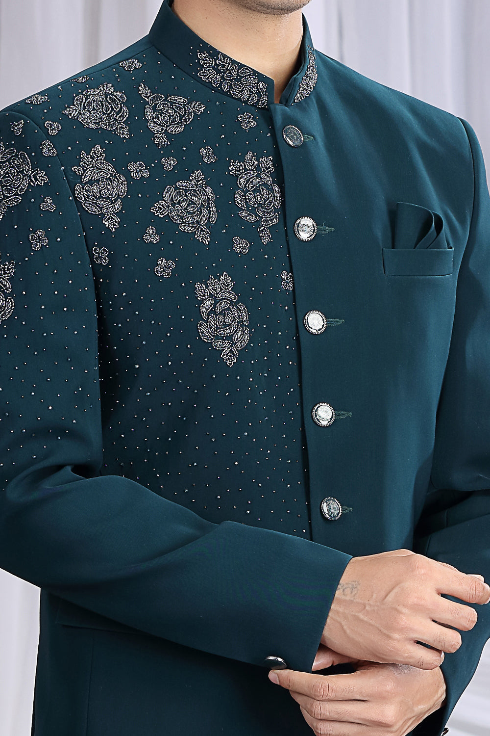 Dark Green Imported Jodhpuri for Men (NMK-8663) - Nihal Fashions