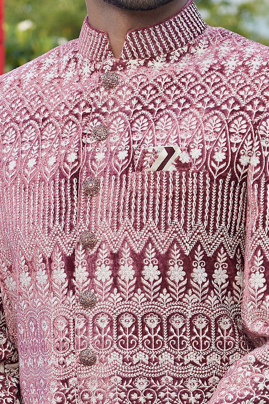 Dark Onion Velvet Indo Western (NMK-8215) - Nihal Fashions