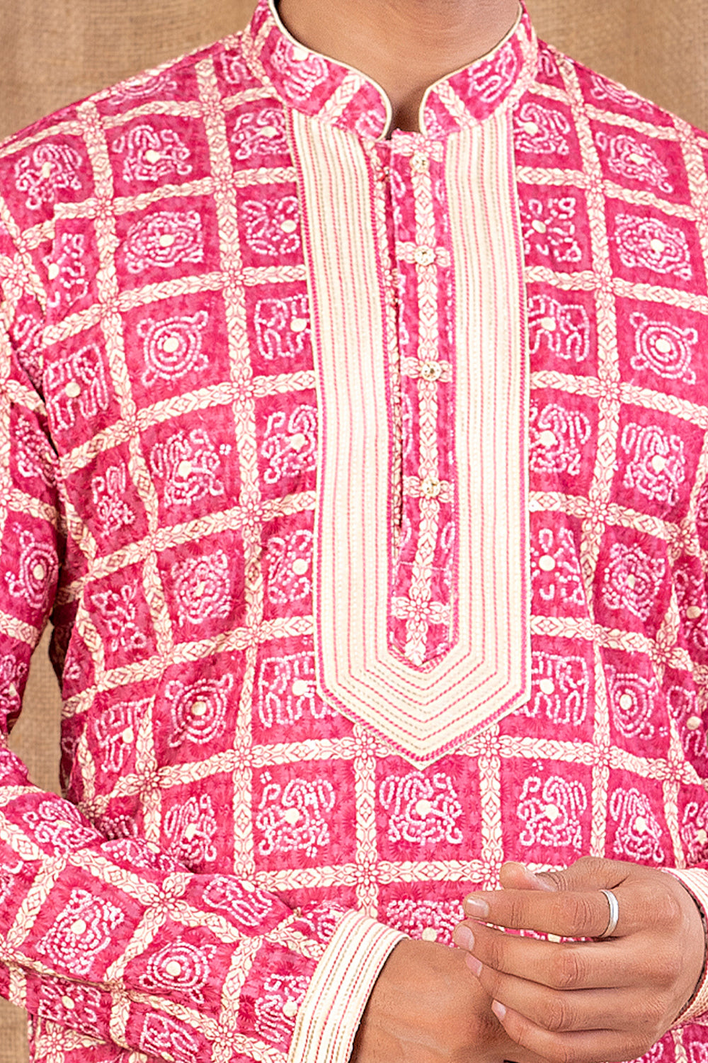 Dark Pink Cotton Kurta Pajama (NMK-8526) - Nihal Fashions