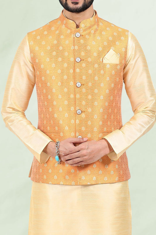 Fire Jaquard Nehru Jacket for Men (NMK-6683) - Nihal Fashions